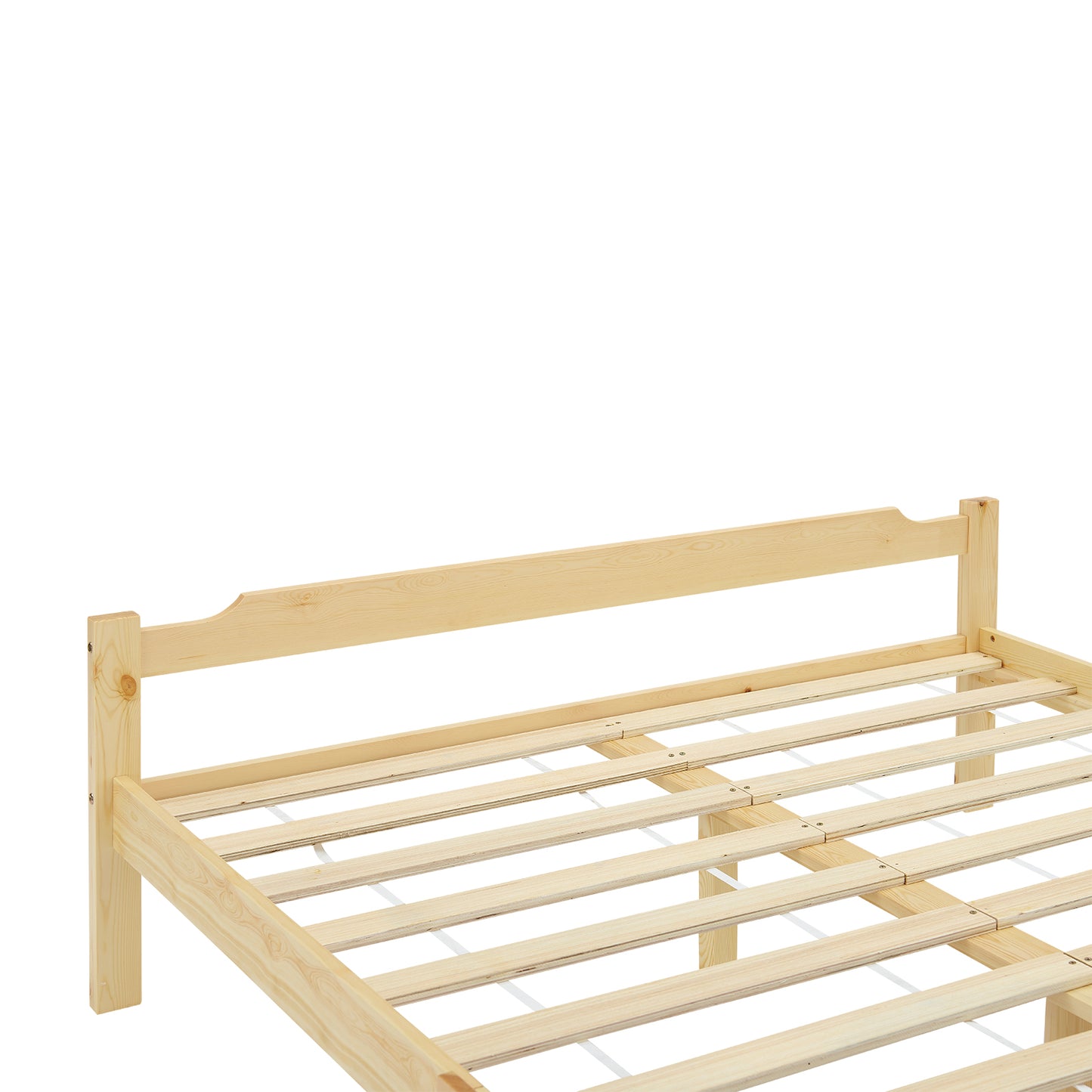 Structure de Lit Double en Bois avec Sommier - 140x190 cm - Style Scandinave