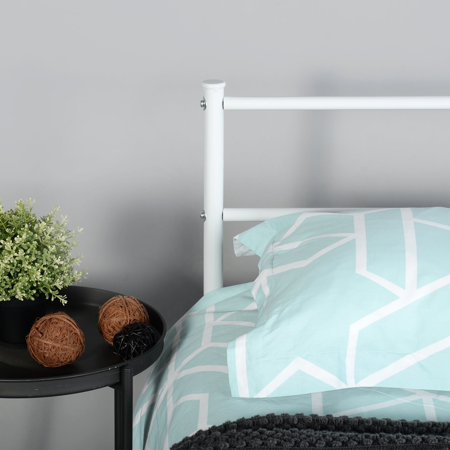 Cadre de Lit Simple en Métal - 90x190 cm - Blanc
