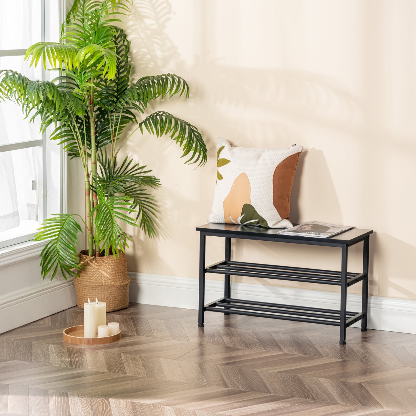 Étagère à Chaussures 3 Niveaux, 75 x 30 x 45 cm - Noir, pour Entrée, Chambre et Dressing, Range Plusieurs Paires