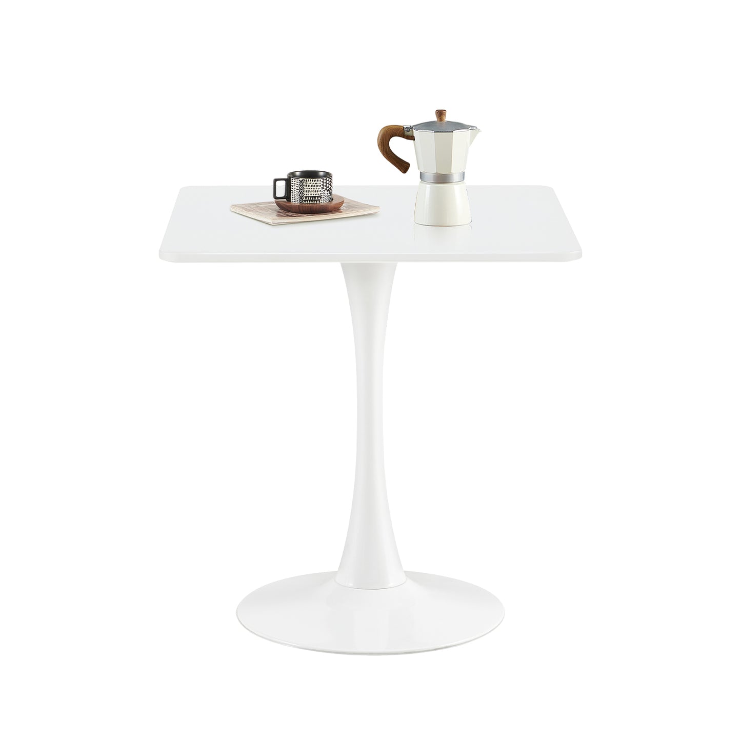 Table de salle à manger moderne 70 x 70 cm - Petite table à manger carrée avec pieds en métal - Convient pour salon, salle à manger, balcon - Blanc