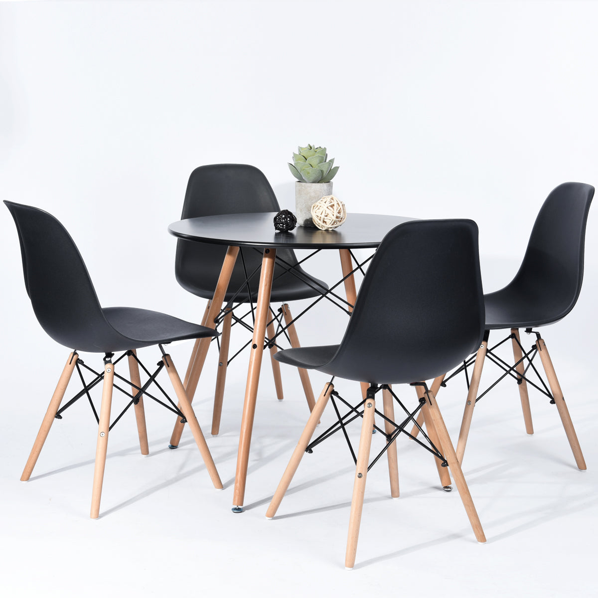 Table à Manger Scandinave Laquée Noir Mat pour 2 à 4 Personnes - 80 x 80 x 73 cm