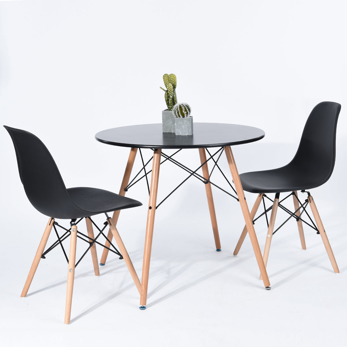 Table à Manger Scandinave Laquée Noir Mat pour 2 à 4 Personnes - 80 x 80 x 73 cm