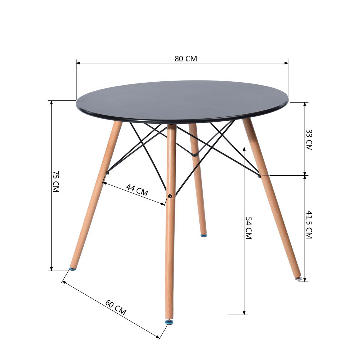 Table à Manger Scandinave Laquée Noir Mat pour 2 à 4 Personnes - 80 x 80 x 73 cm