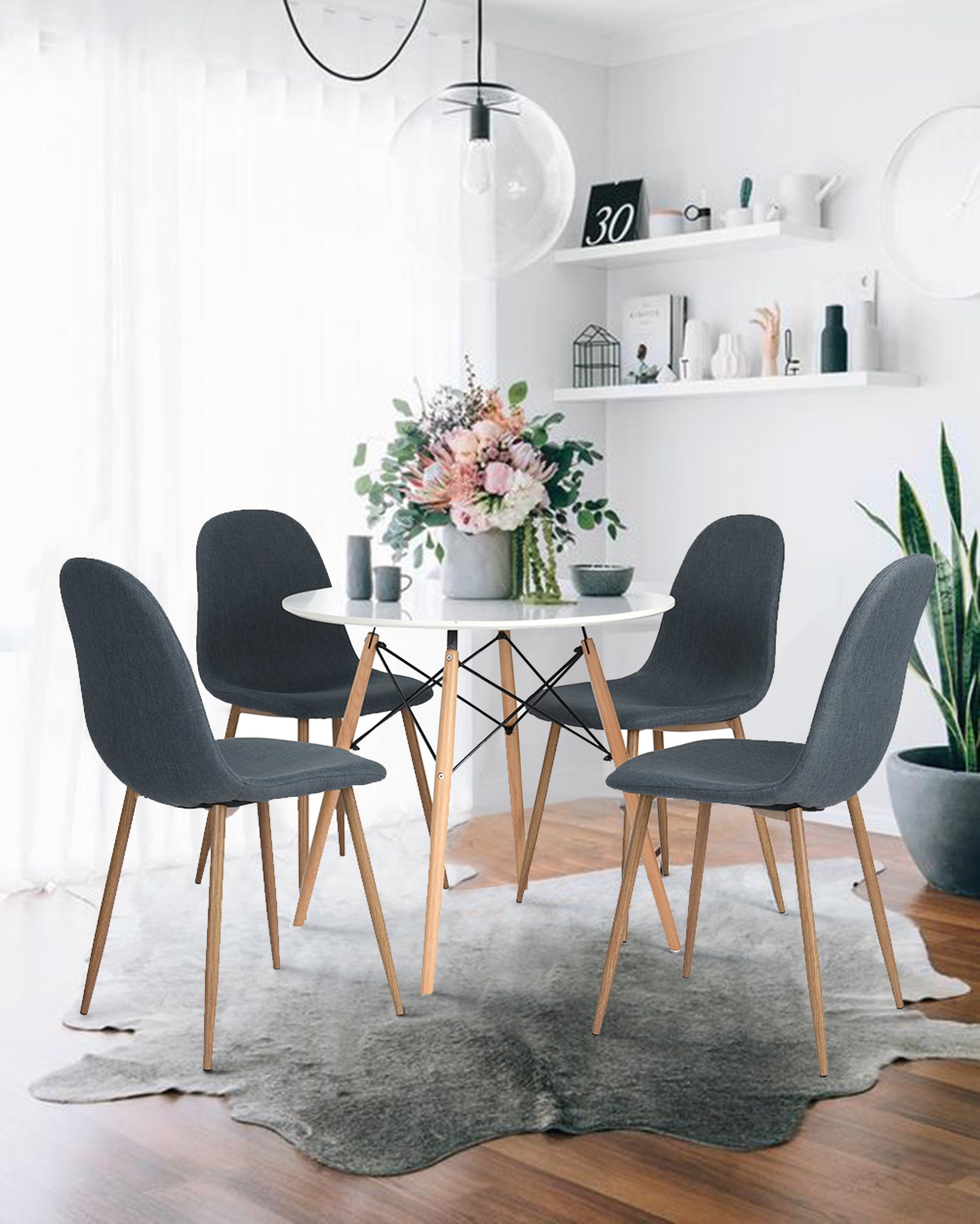 Table à Manger Scandinave Laquée Blanc Mat pour 2 à 4 Personnes - 80 x 80 x 73 cm