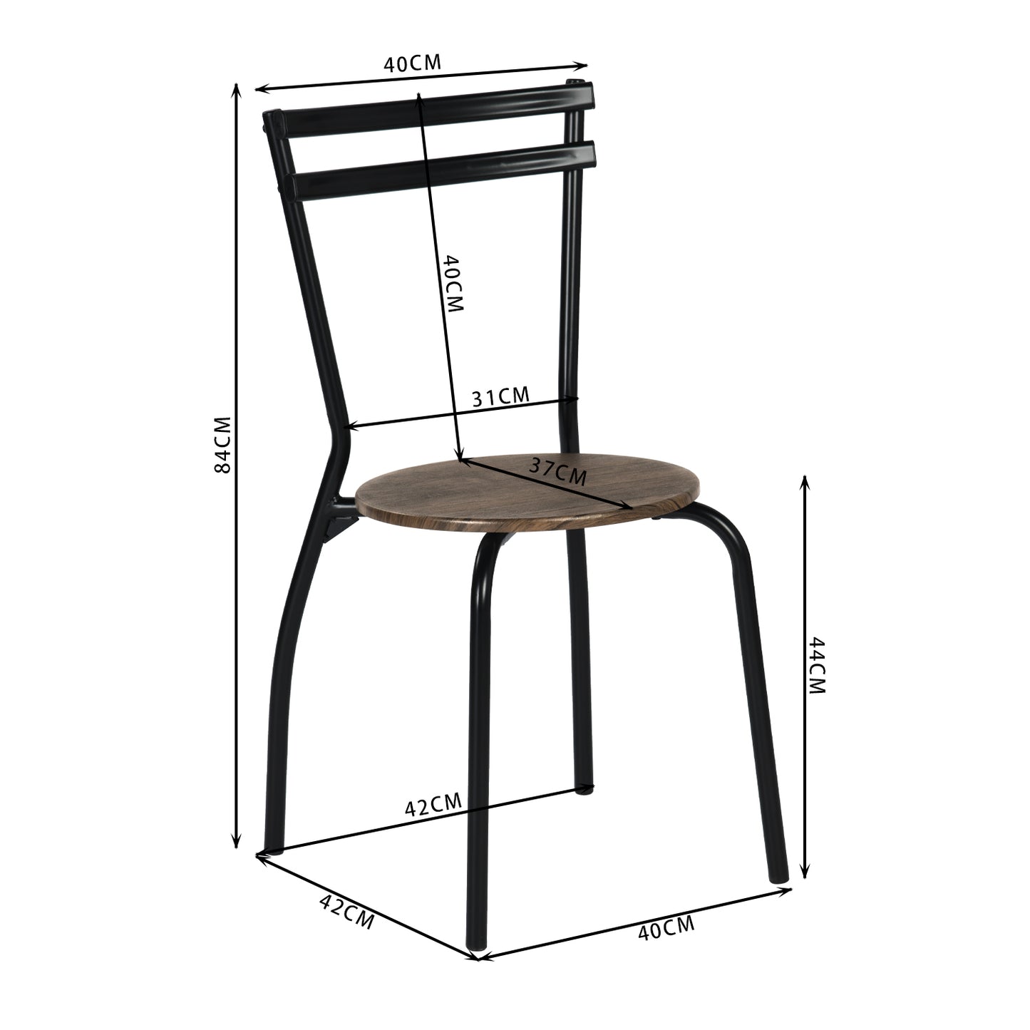 Ensemble de Table et Chaises - Table de Salle à Manger de 109x69x76cm avec 4 Chaises -Noir--Industriel