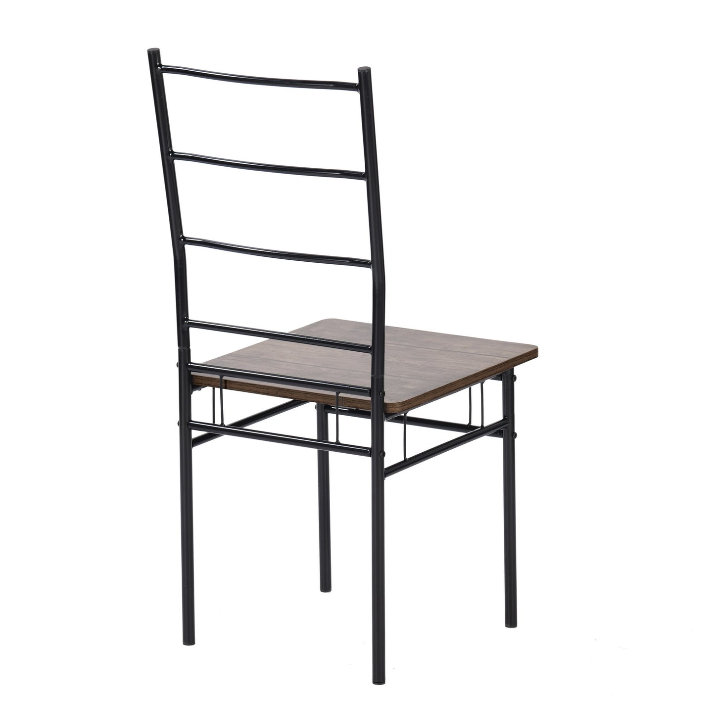 Lot de 4 Chaises de salle à manger, cadre en fer et modèle MDF – Design grain de bois marron – Style industriel