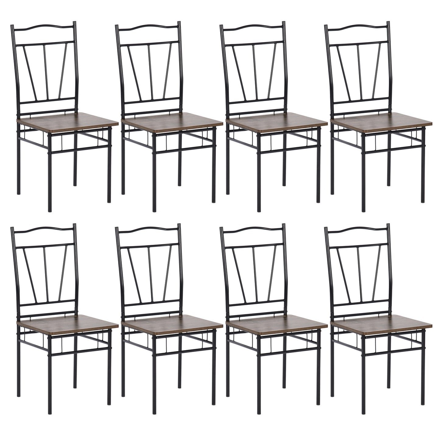 Lot de 8 chaises pieds en Métal nior de style industriel, chaises salle à manger, salon, 40x40x90 cm