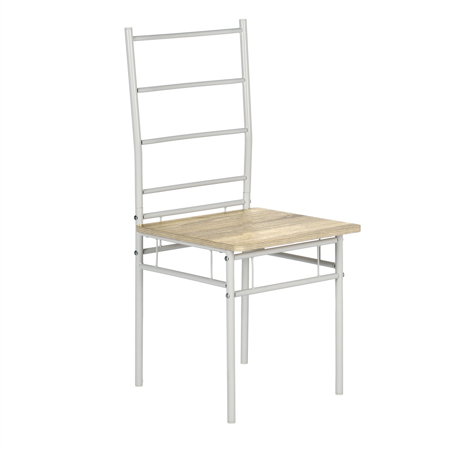 Ensemble de 6 chaises de salle à manger à dossier haut en hêtre clair et pieds en fer blanc de style industriel