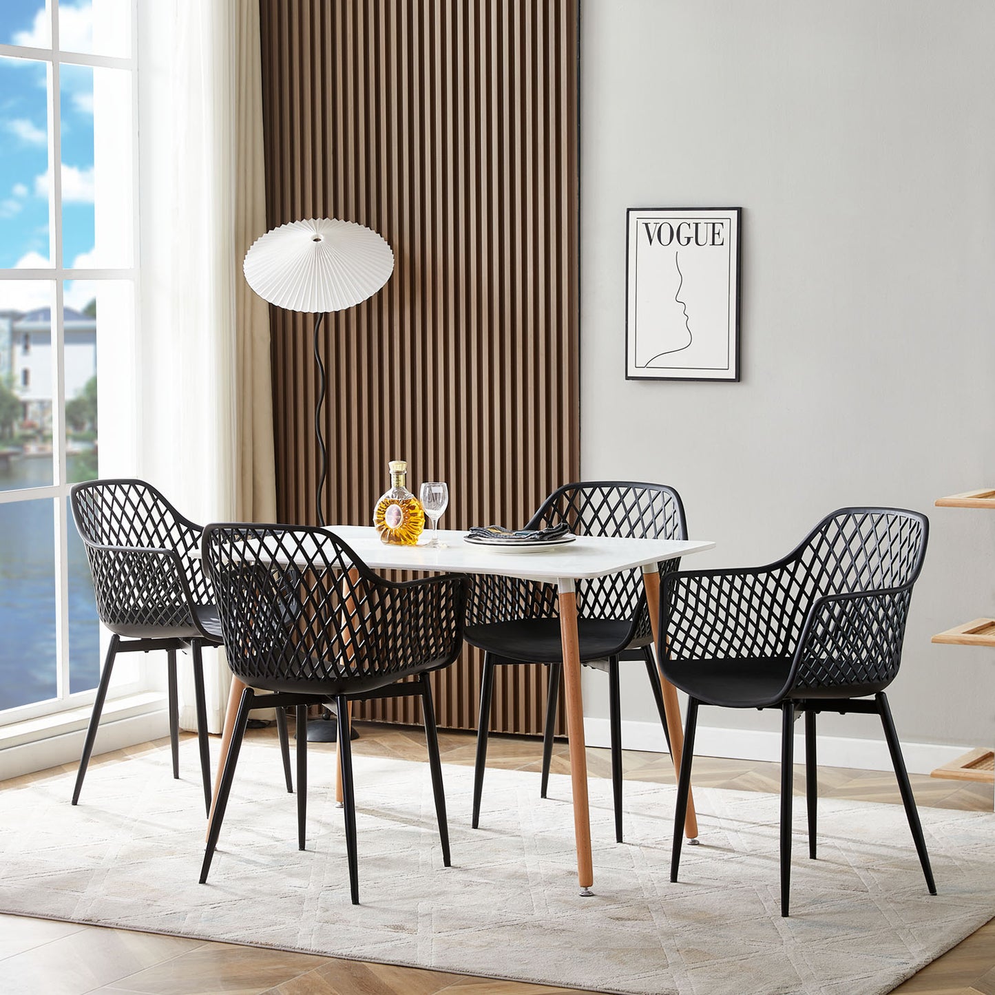 Lot de 4 Chaises de Salle à Manger de Style Scandinave - Noir