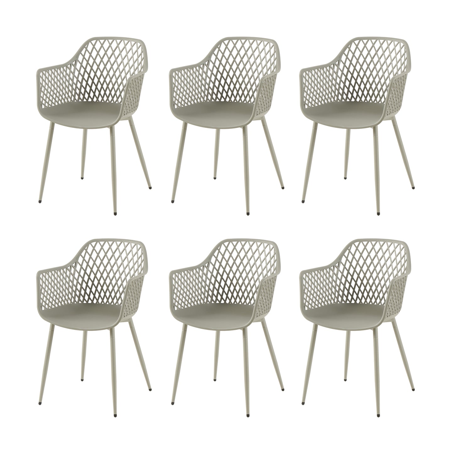 Lot de 6 chaises de jardin avec accoudoirs, fauteuil lounge - Chaises de jardin - Charge maximale : 120 kg - Gris