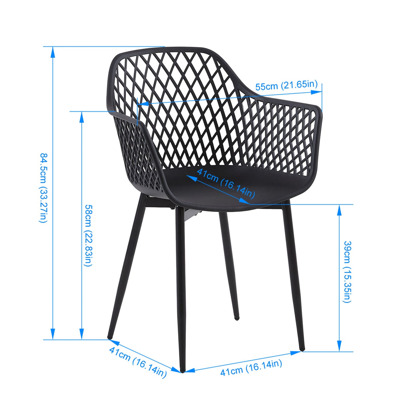 Lot de 2 Chaises de Salle à Manger de Style Scandinave - Noir