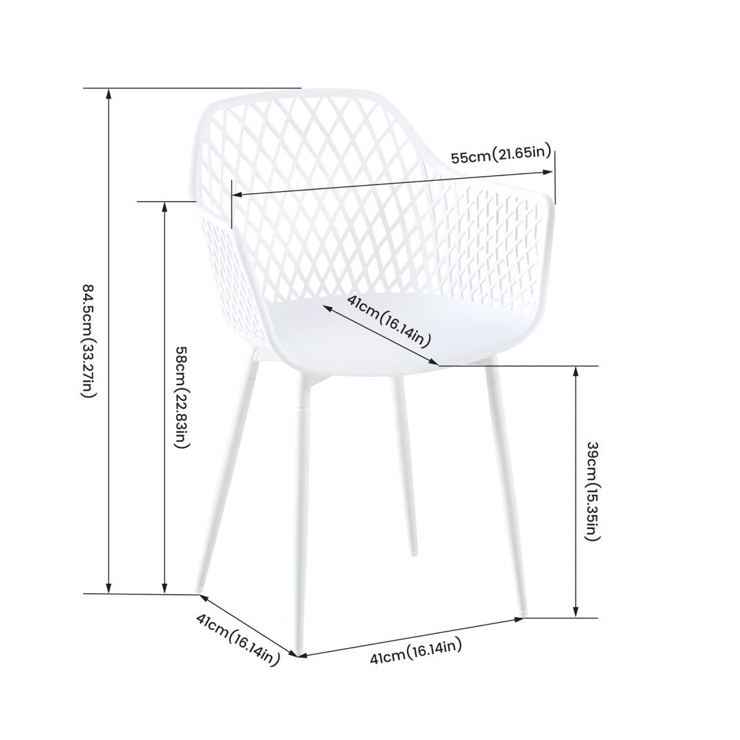 Lot de 4 Fauteuil Chaises Blanc Plastique Scandinave Chaise de Salle à manger- Idéales pour Terrasse, Jardin et Extérieur