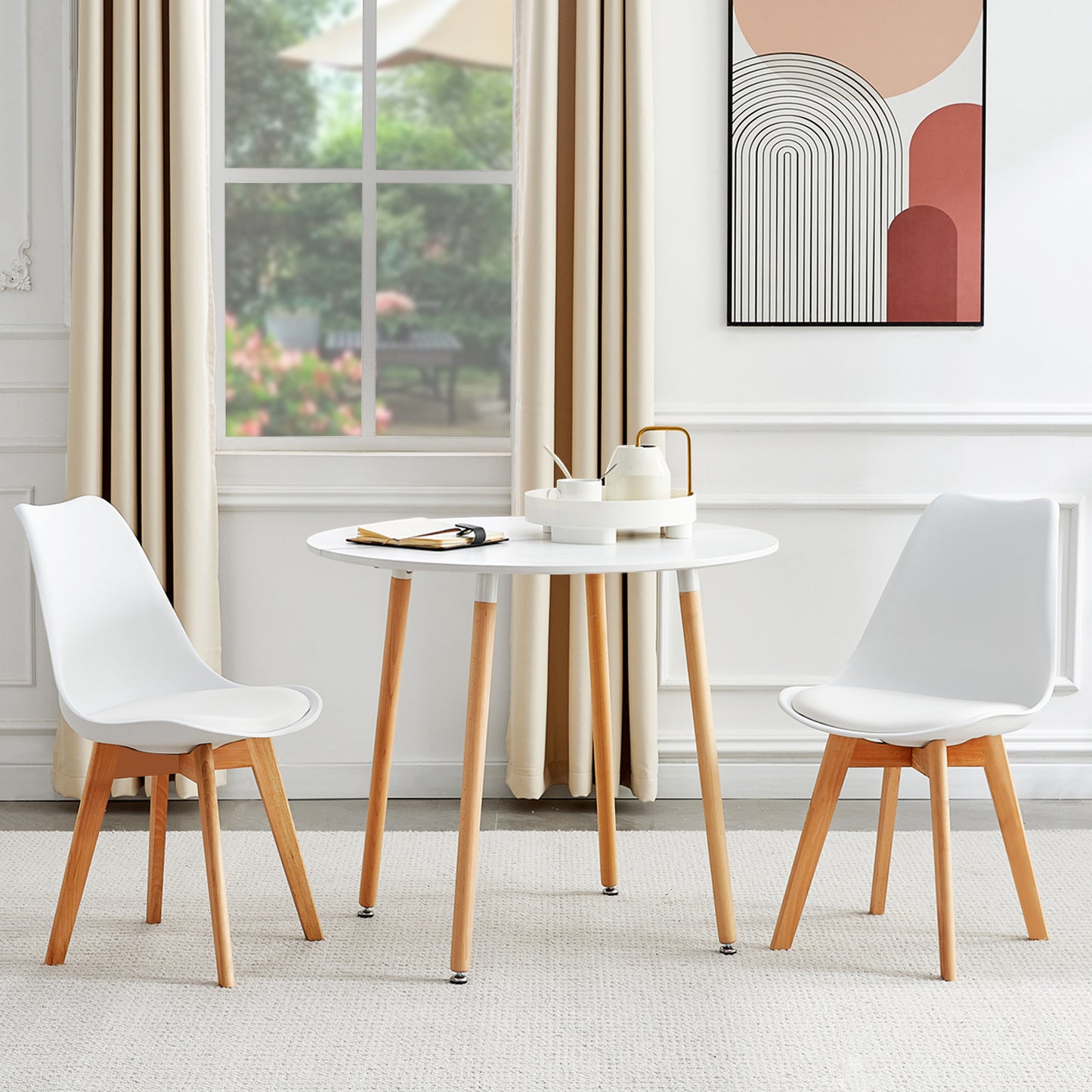 Ronde Table de Salle à Manger scandinave de 4 personnes blanc 90 cm