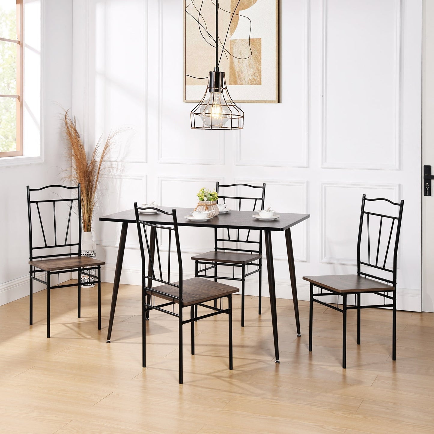 Lot de 8 chaises pieds en Métal nior de style industriel, chaises salle à manger, salon, 40x40x90 cm