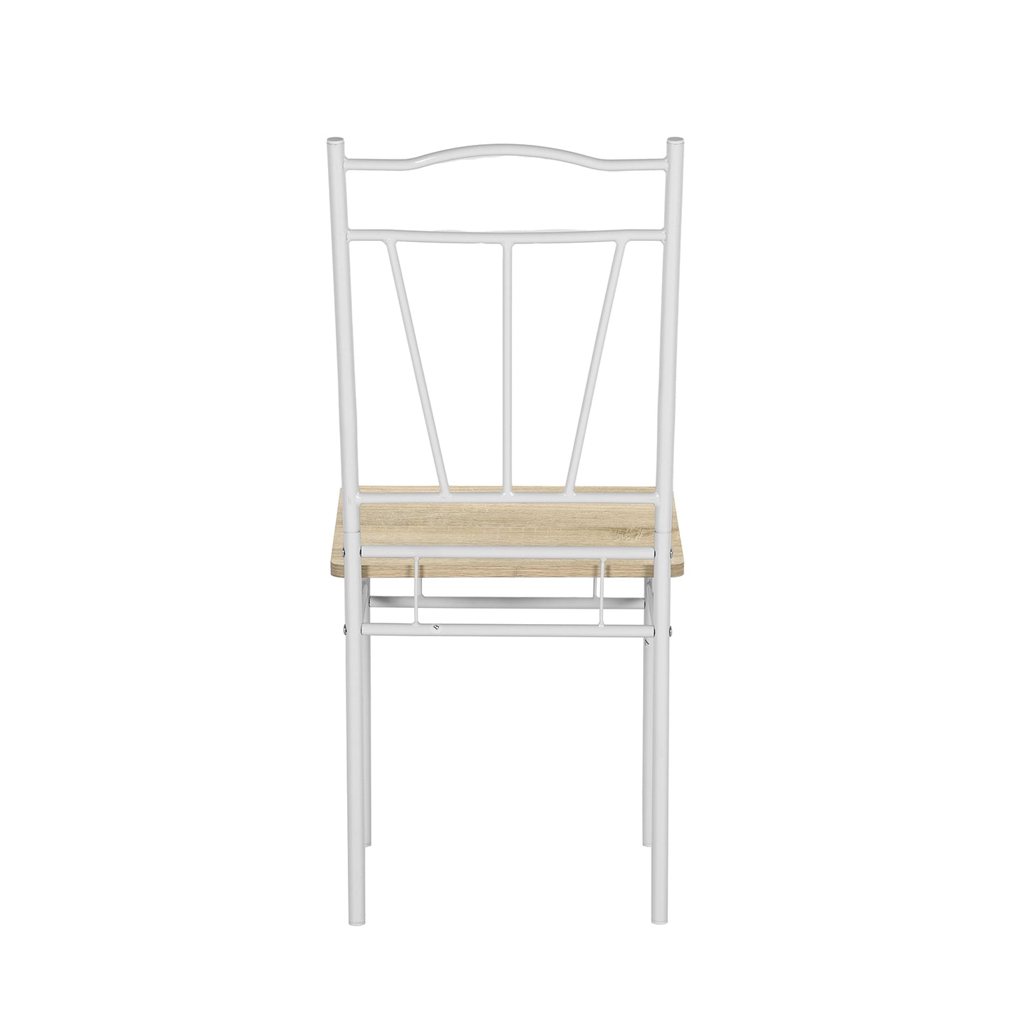 Ensemble de 4 chaises de salle à manger à dossier haut en hêtre et pieds en fer blanc de style industriel