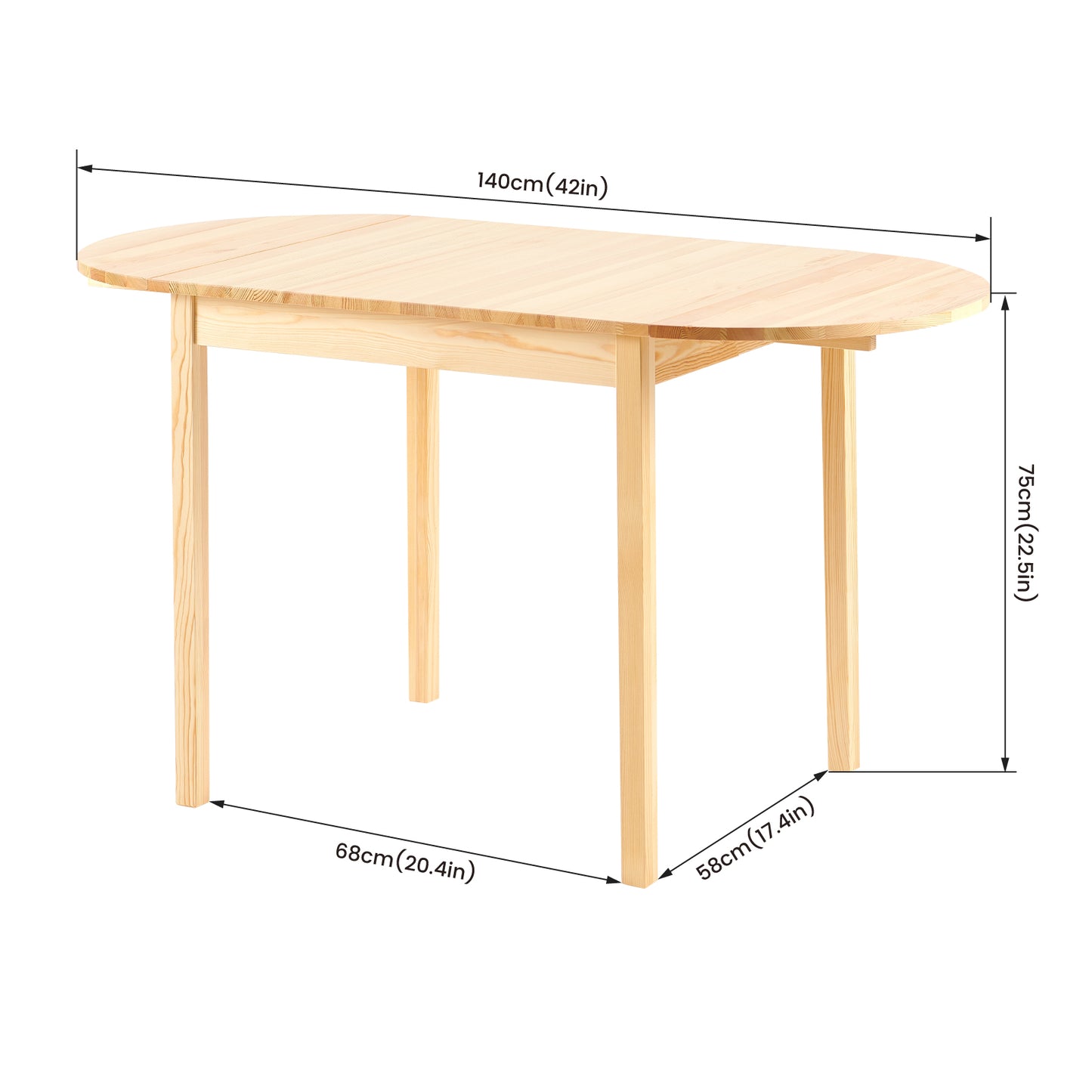 Table à Manger en Salle à Manger Scandinave 140cm - Pliable - Bois