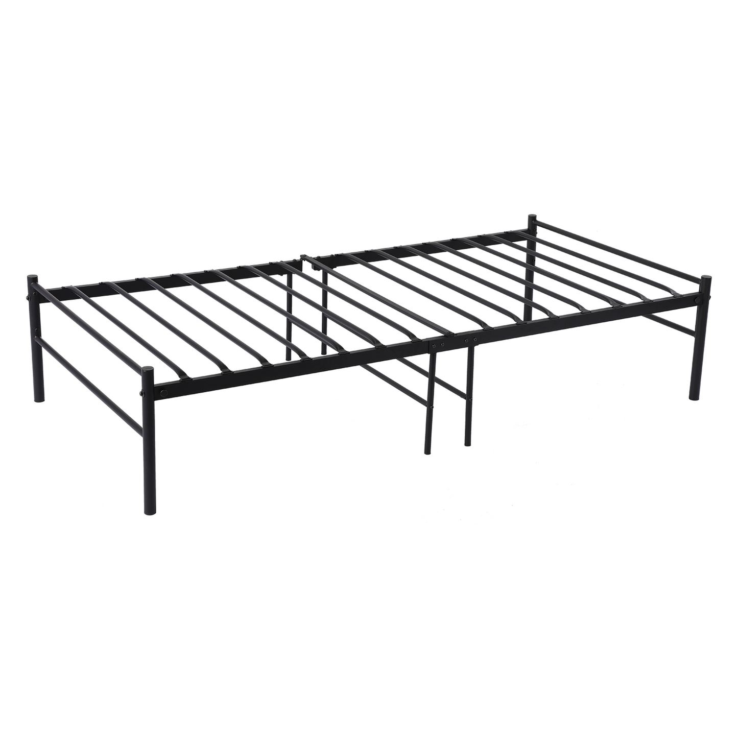 Lit Simple Contemporain en Métal pour Adulte ou Enfant - 90x190 cm - Noir