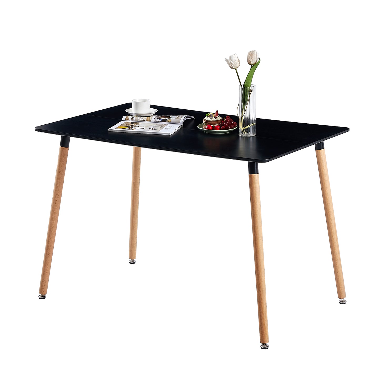 Ensemble de Table et Chaises Scandinave pour 2 à 4 Personnes - Table Noire et 4 Chaises Grises Élégantes pour Salle à Manger