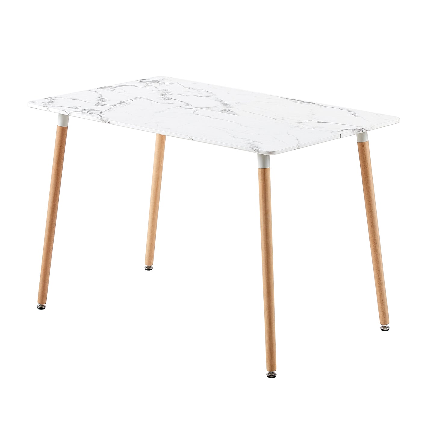 Table à Manger pour 4 à 6 Personnes au Style Moderne - Plateau en Placage de Marbre Mat avec Pieds en Bois - 110 x 70 x 73 cm