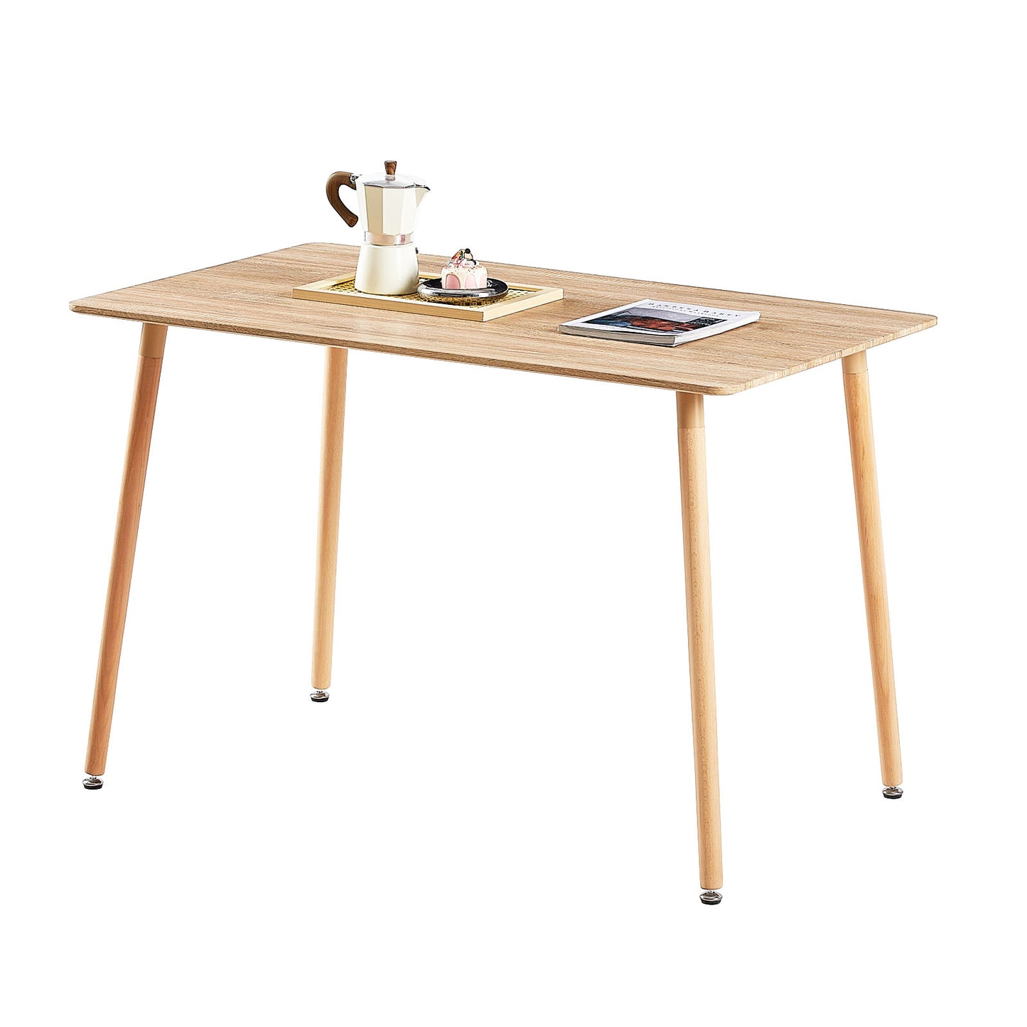 Table à Manger pour 4 à 6 Personnes au Style Moderne - Plateau en Chêne Plaqué Mat avec Pieds en Bois - 110 x 70 x 73 cm