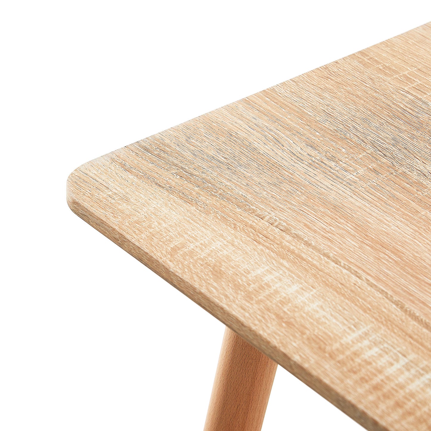 Table à Manger pour 4 à 6 Personnes au Style Moderne - Plateau en Chêne Plaqué Mat avec Pieds en Bois - 110 x 70 x 73 cm