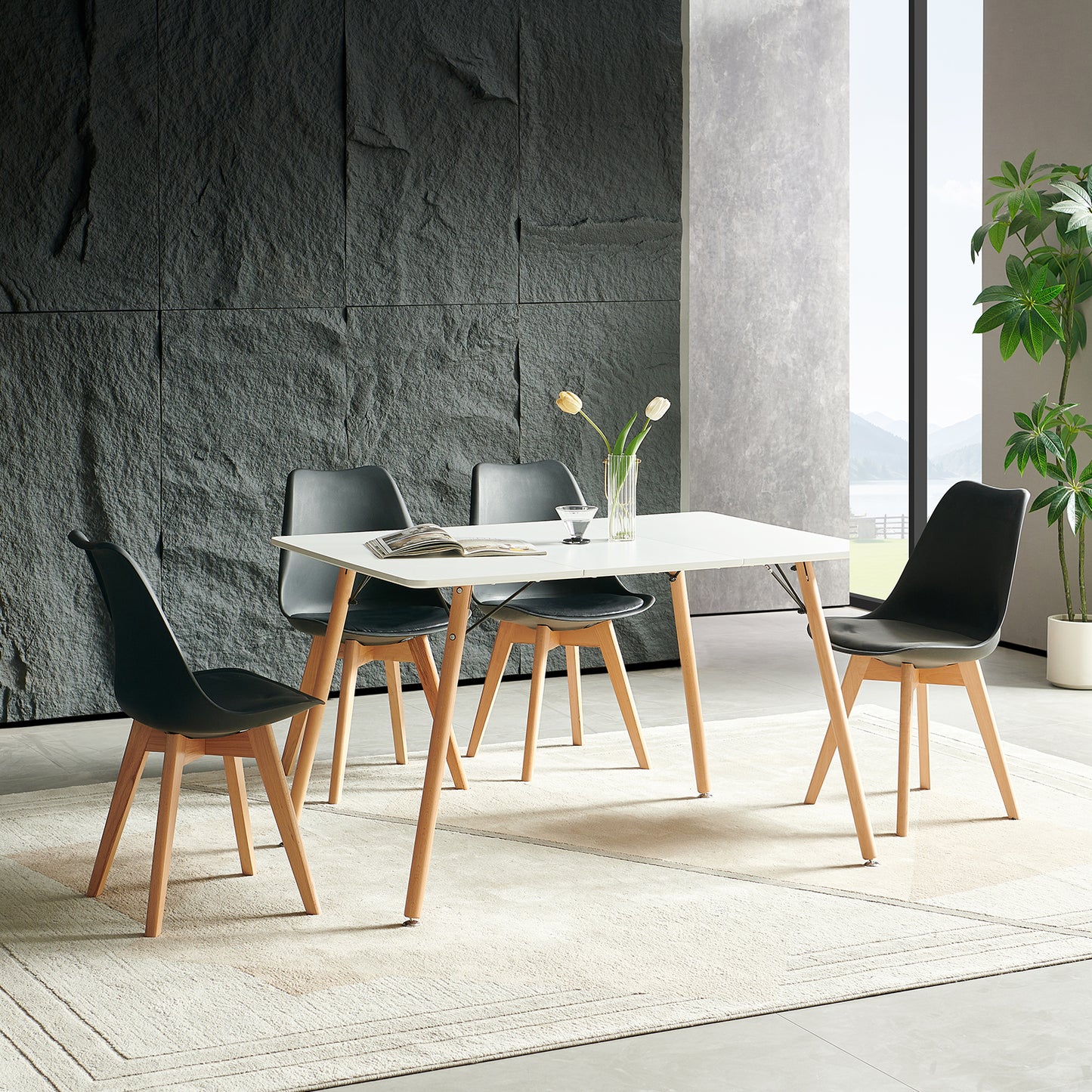 Table à Manger pour 4 à 6 Personnes au Style Moderne, Bureau, Adaptée à la Cuisine, Manger, Salon et au Bureau,120x80x73.5 cm--Blanc