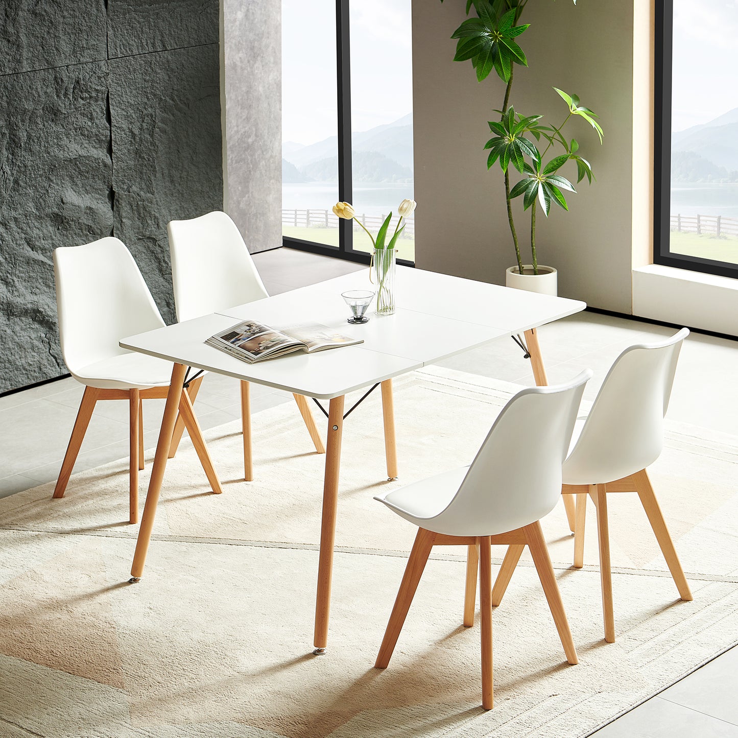 Table à Manger pour 4 à 6 Personnes au Style Moderne, Bureau, Adaptée à la Cuisine, Manger, Salon et au Bureau,120x80x73.5 cm--Blanc