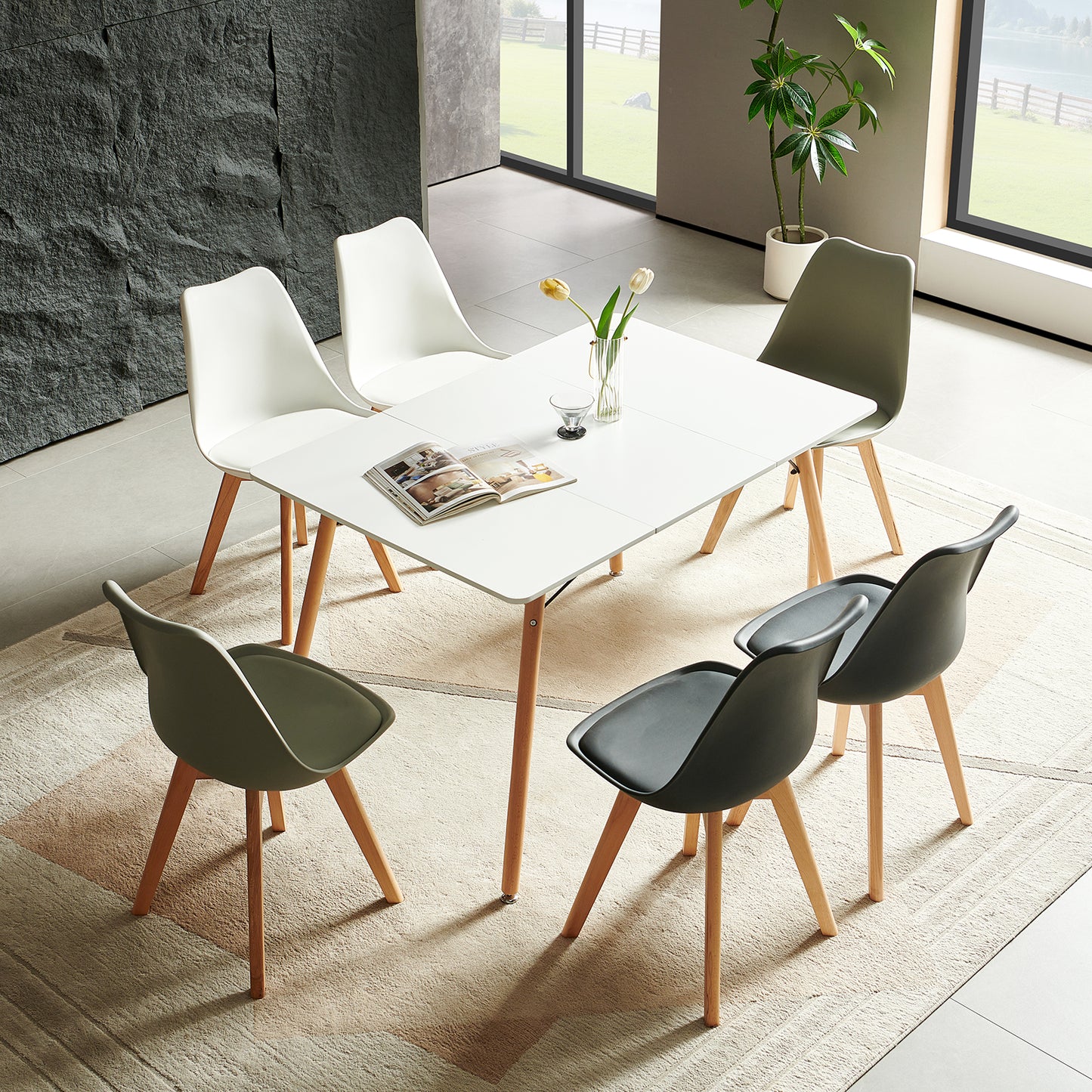 Table à Manger pour 4 à 6 Personnes au Style Moderne, Adaptée à la Cuisine, Manger, Salon et au Bureau, 160x80x73.5 cm--Blanc