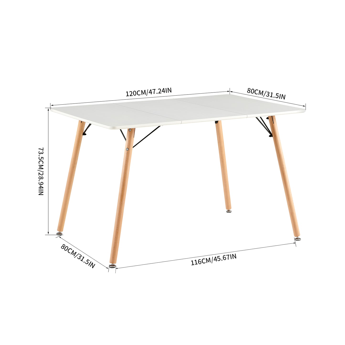 Table à Manger pour 4 à 6 Personnes au Style Moderne, Bureau, Adaptée à la Cuisine, Manger, Salon et au Bureau,120x80x73.5 cm--Blanc
