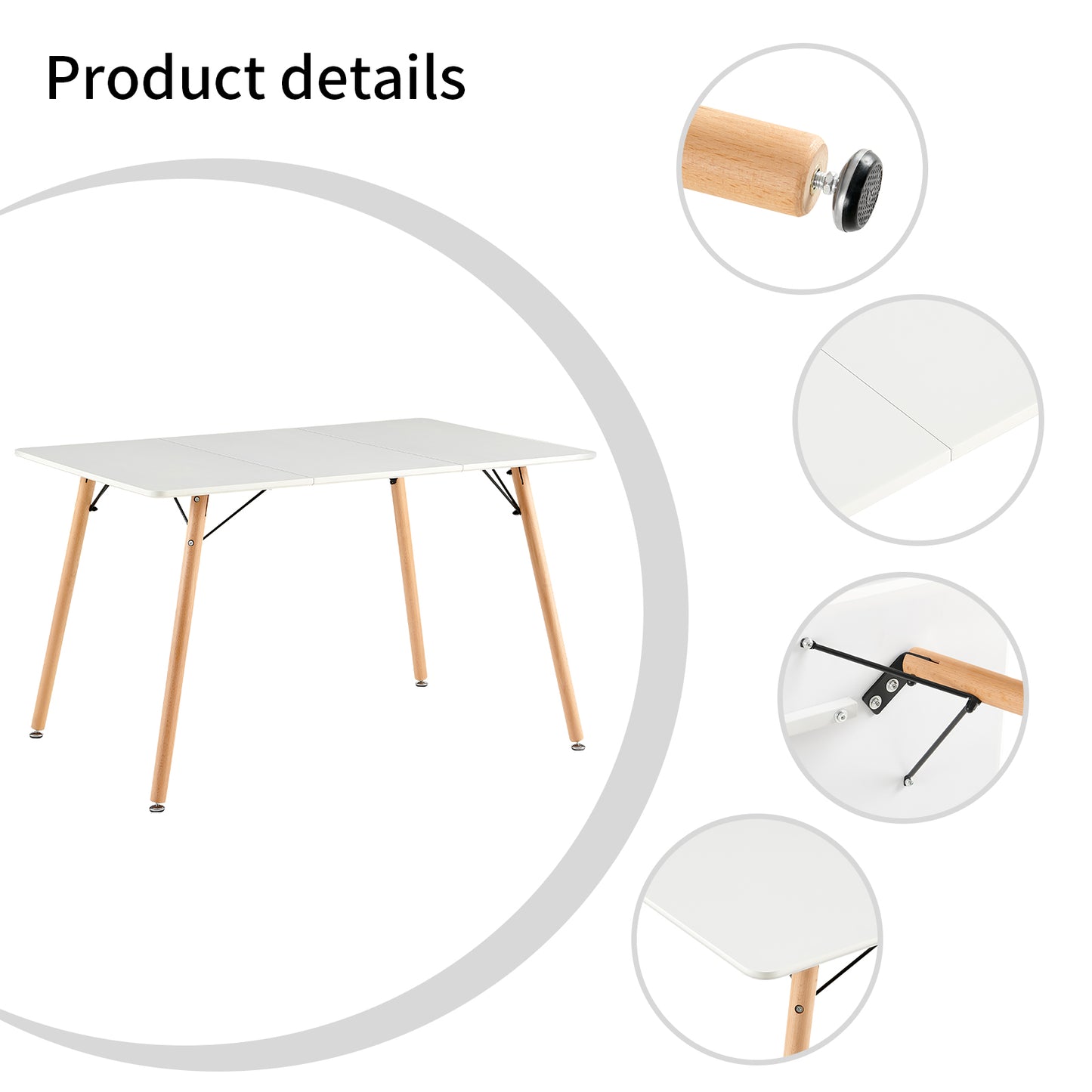 Table à Manger pour 4 à 6 Personnes au Style Moderne, Bureau, Adaptée à la Cuisine, Manger, Salon et au Bureau,120x80x73.5 cm--Blanc