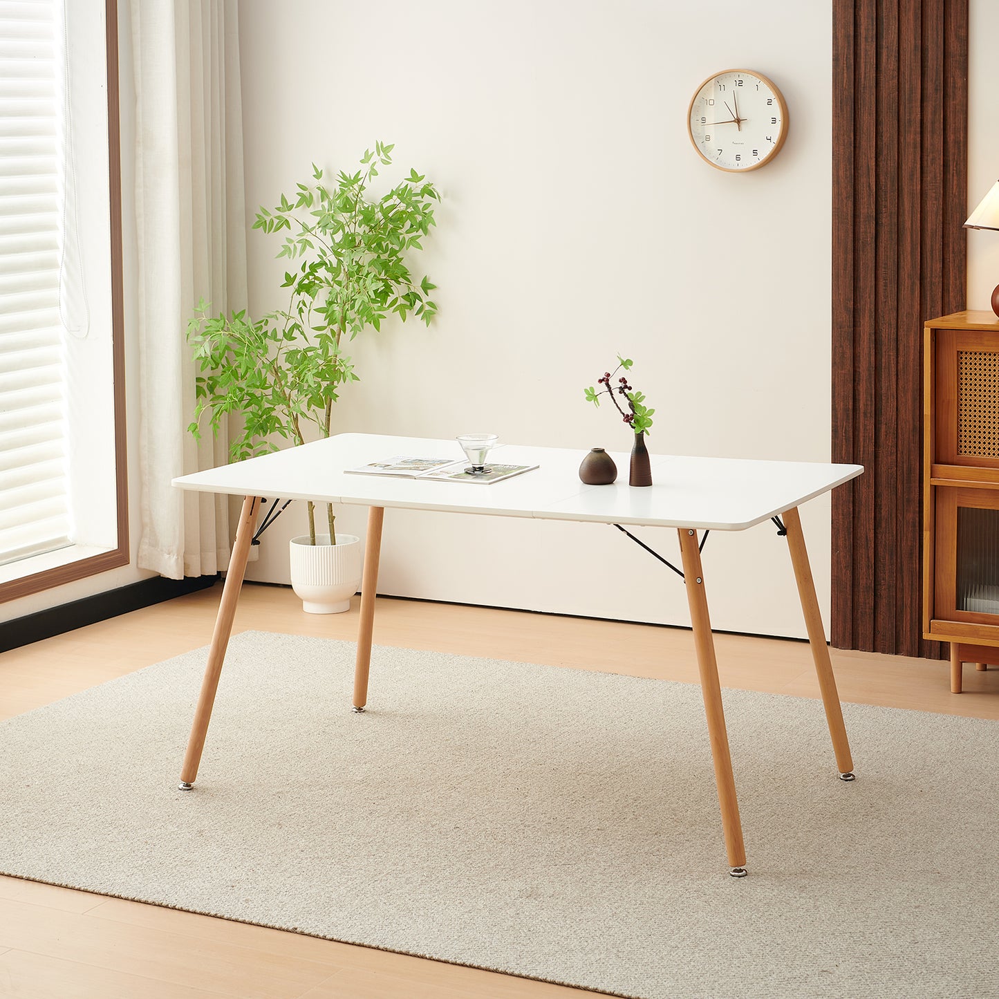 Table à Manger pour 4 à 6 Personnes au Style Moderne, Adaptée à la Cuisine, Manger, Salon et au Bureau, 140x80x73.5 cm--Blanc