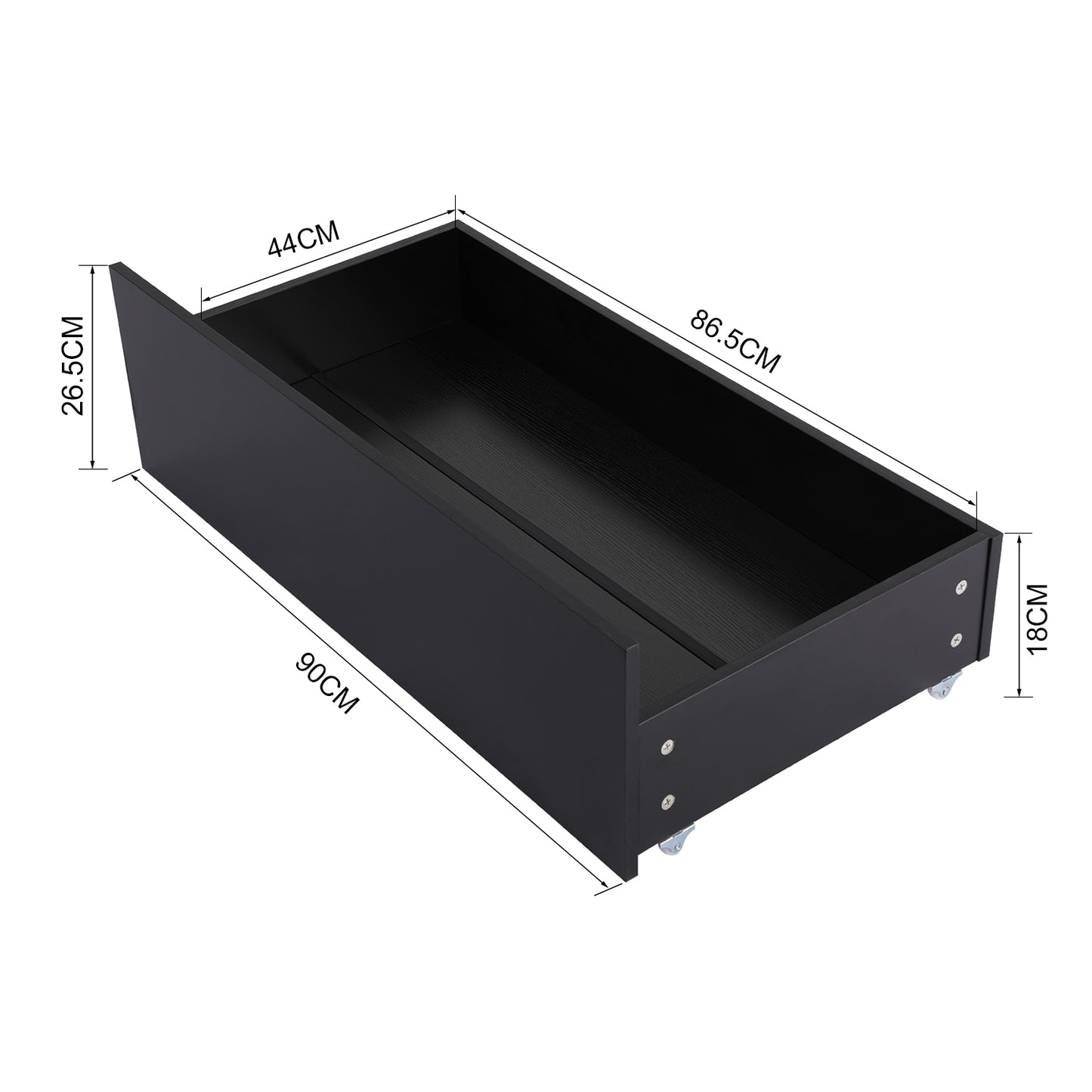 2 tiroirs - Peut être utilisé comme tiroir de lit en - tiroir de rangement - style simple - noir