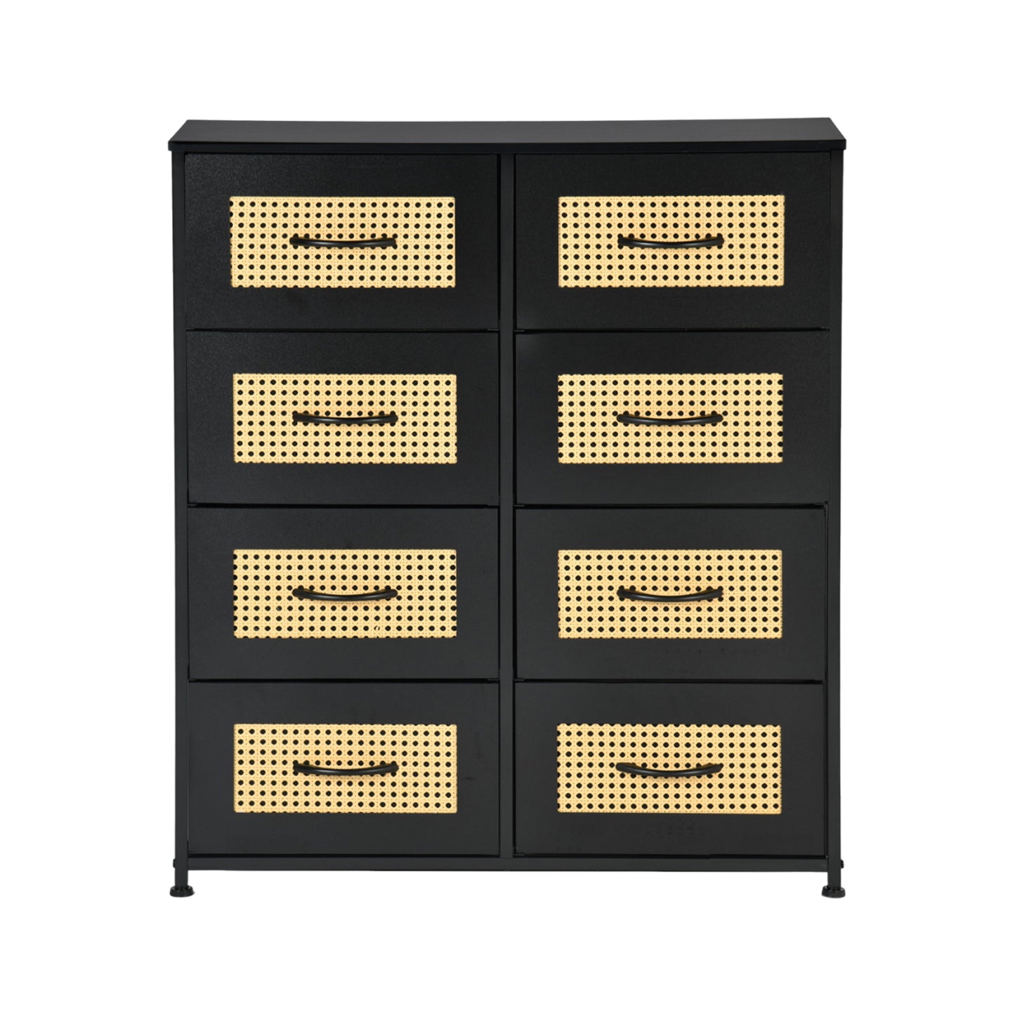 Buffet industriel 8 tiroirs, buffet 8 tiroirs en tissu non tissé, meuble de rangement pour salon, cuisine, salle à manger, 80x 30 x 92.5 cm--Noir