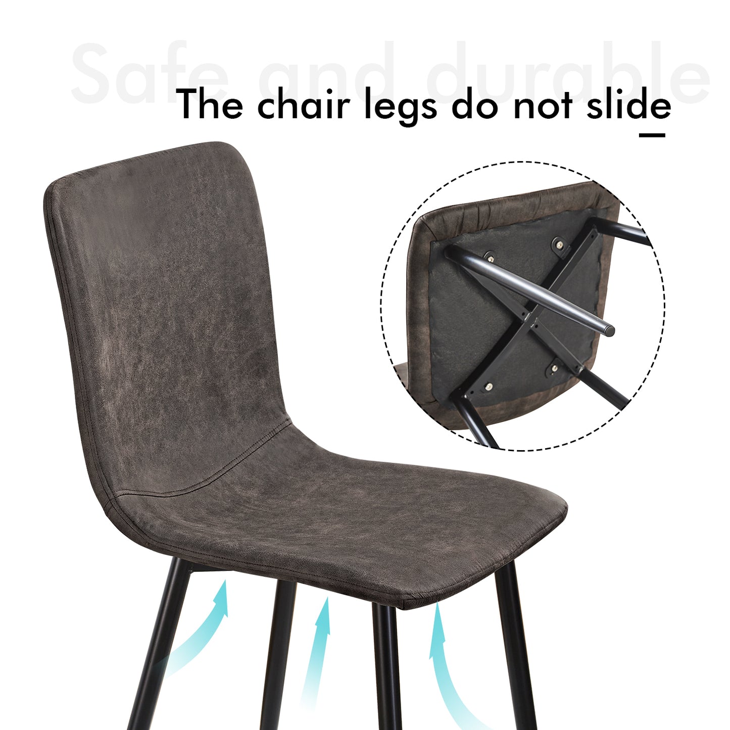 Lot de 2 Chaises de Salle à Manger avec Pieds en Métal - Noir