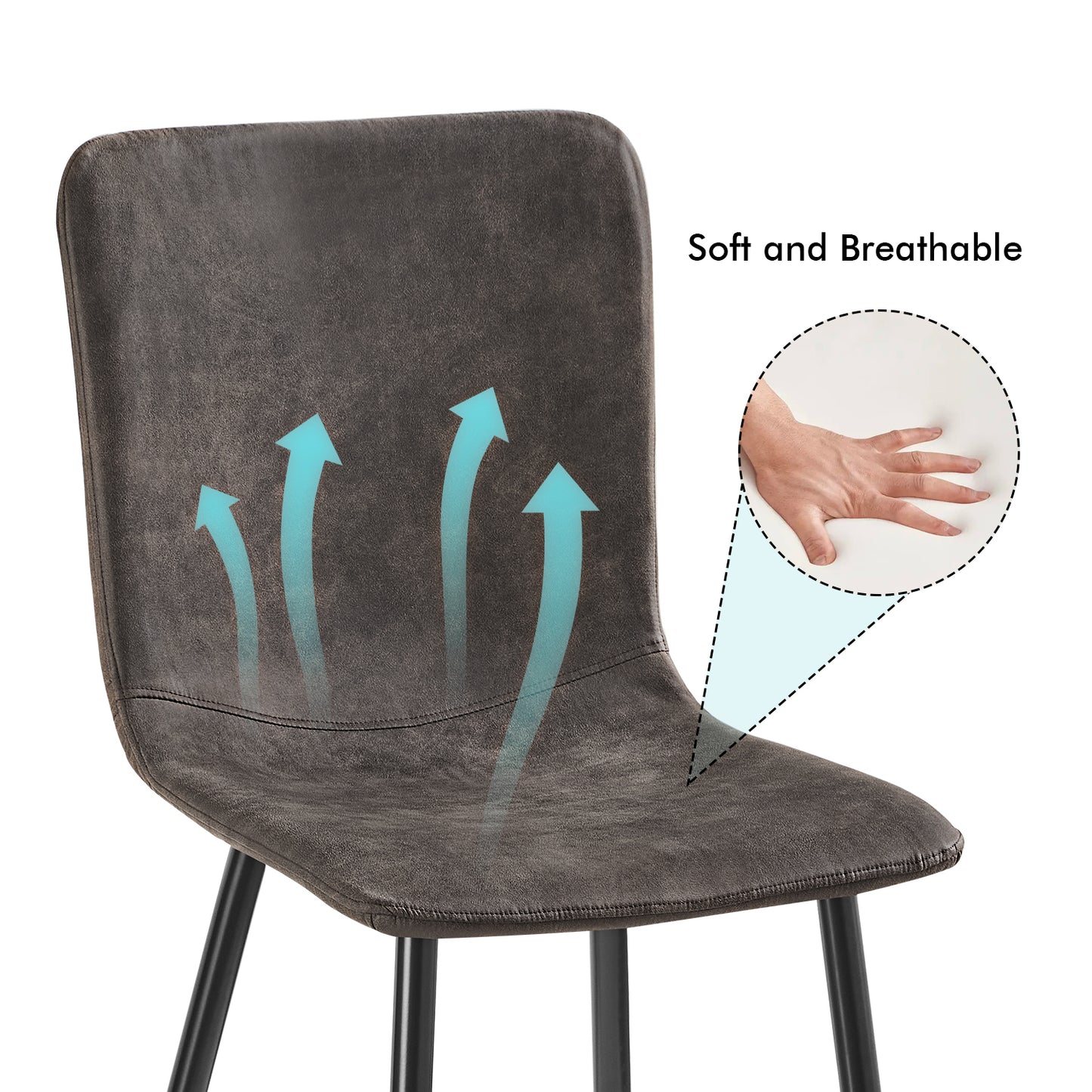 Lot de 2 Chaises de Salle à Manger avec Pieds en Métal - Noir