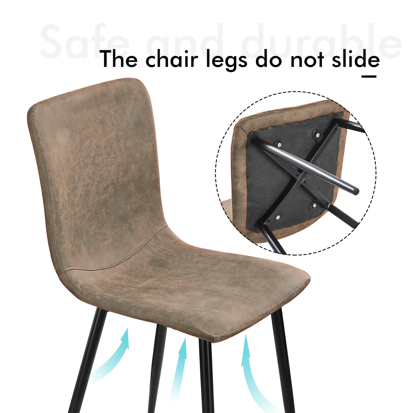 Lot de 4 Chaises de Salle à Manger avec Pieds en Métal - Marron