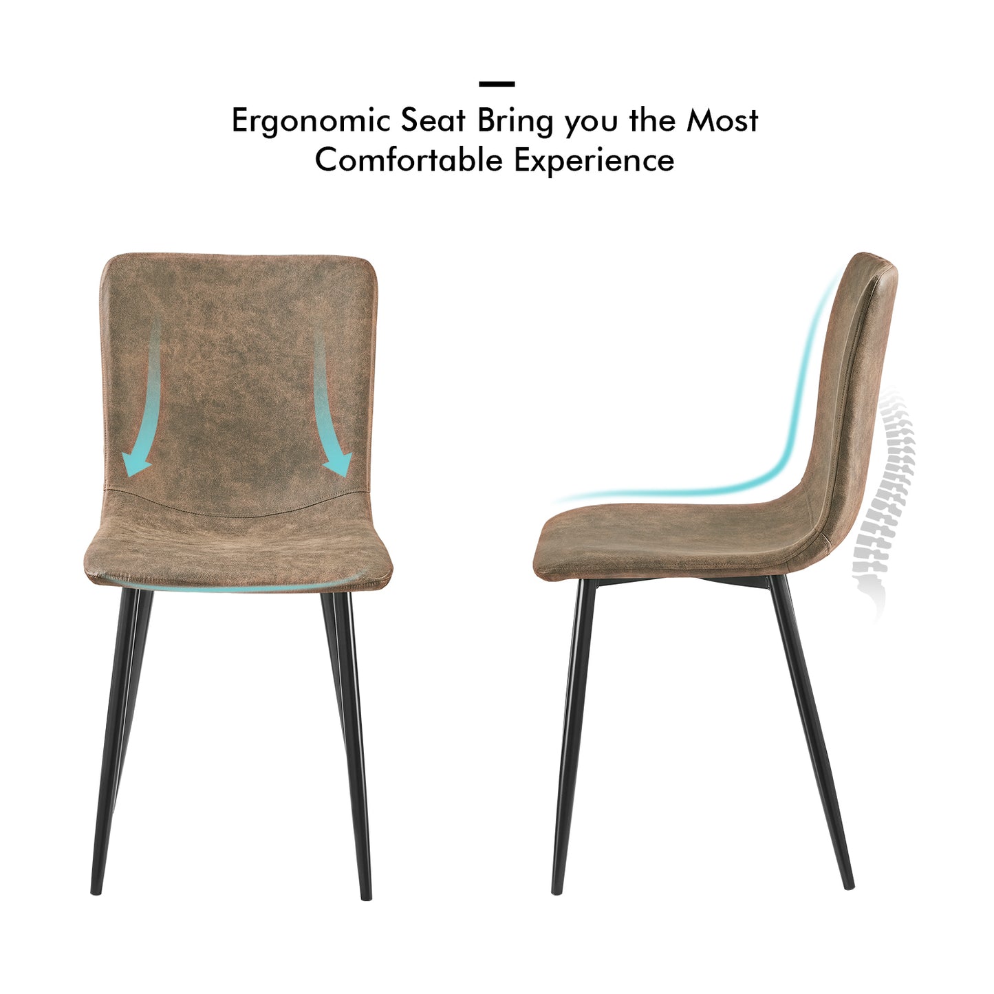 Lot de 4 Chaises de Salle à Manger avec Pieds en Métal - Marron