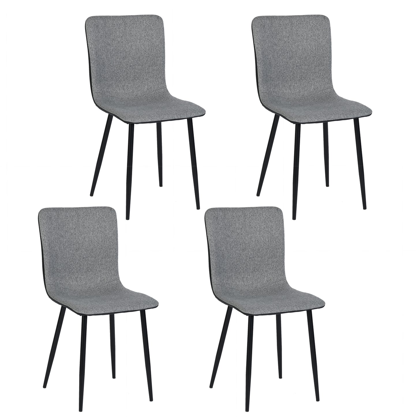 Lot de 4 Chaises de Salle à Manger en Tissu PU avec Pieds en Métal - Gris