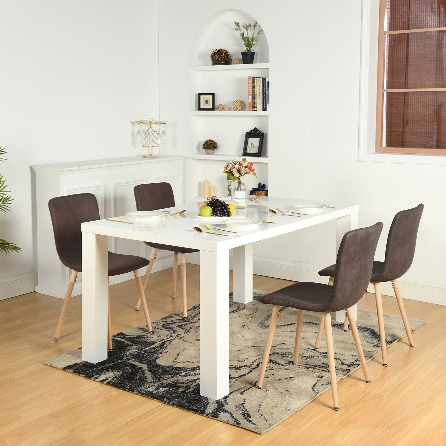 Lot de 2 Chaises de Salle à Manger Tissu noir avec Pieds en Bois