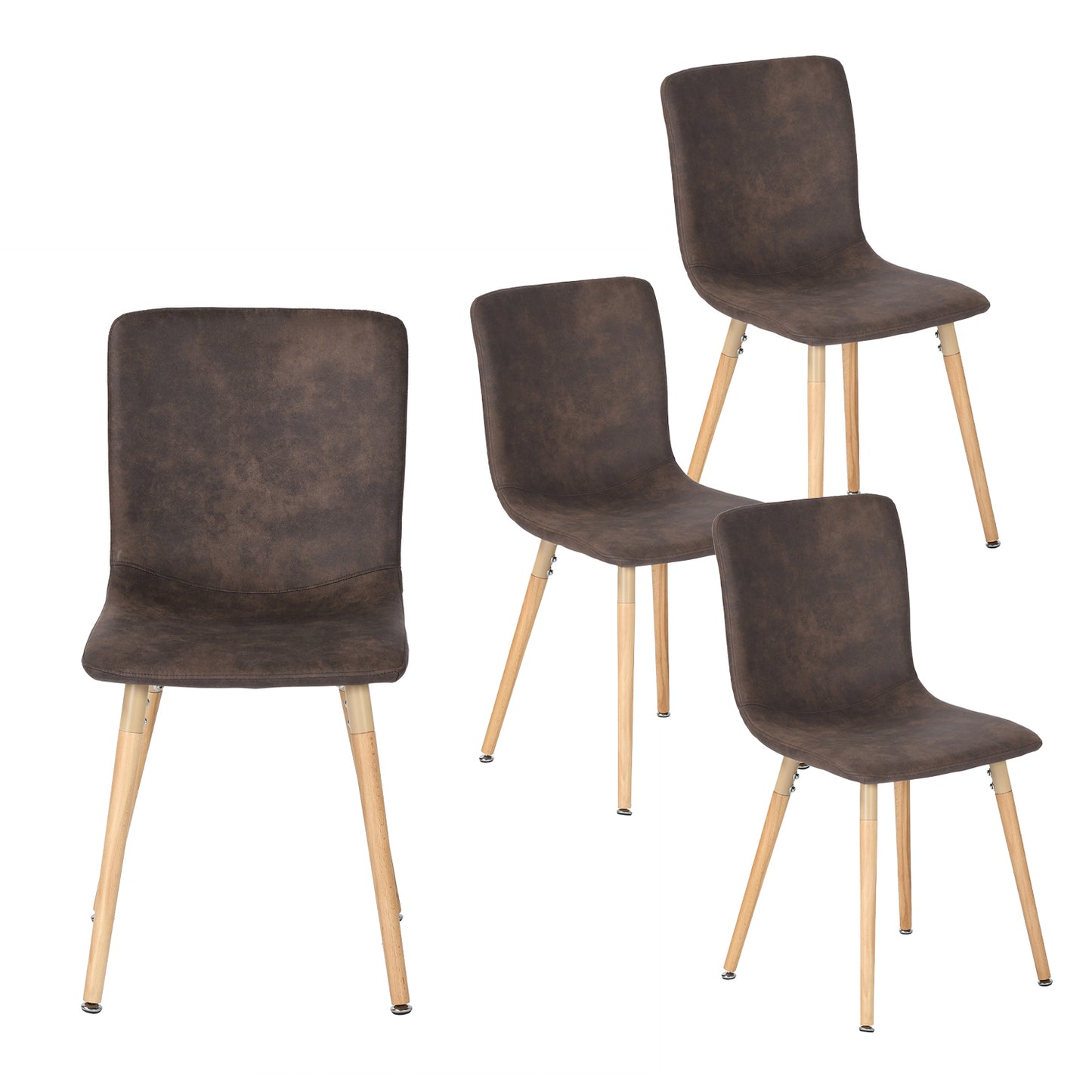 Lot de 4 Chaises de Salle à Manger Tissu noir avec Pieds en Bois