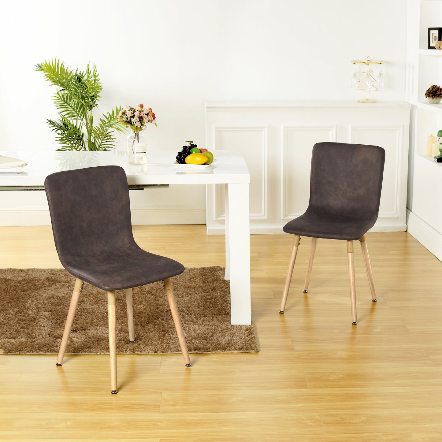 Lot de 2 Chaises de Salle à Manger Tissu noir avec Pieds en Bois