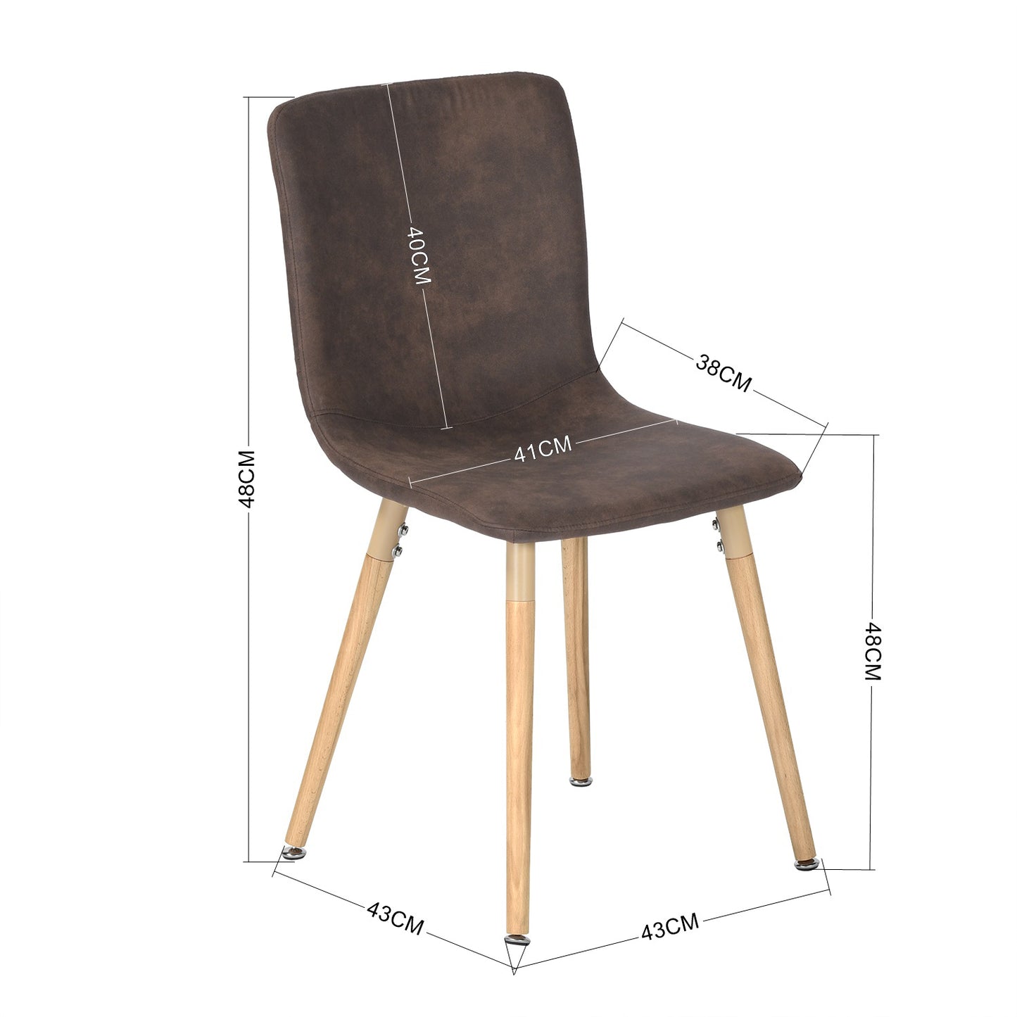 Lot de 2 Chaises de Salle à Manger Tissu noir avec Pieds en Bois