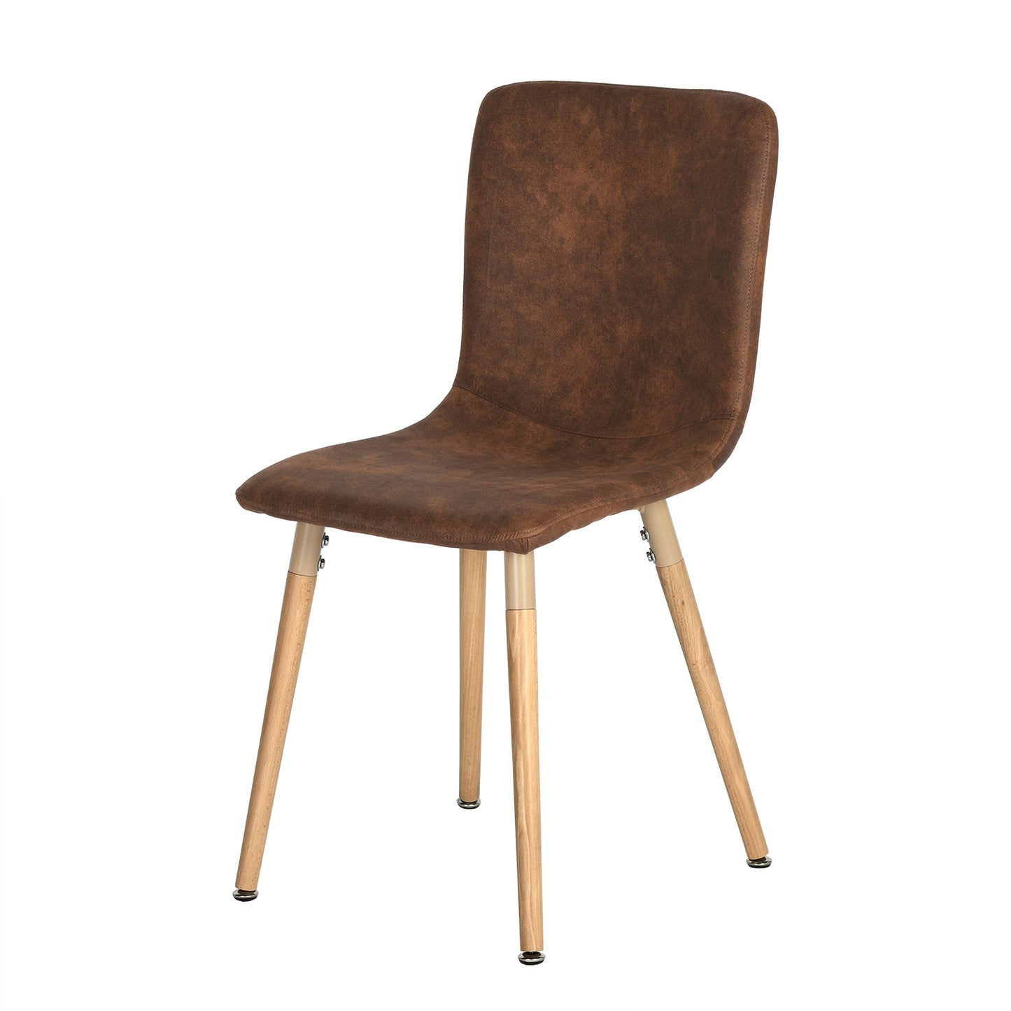 Lot de 4 Chaises de Salle à Manger Tissu Marron avec Pieds en Bois