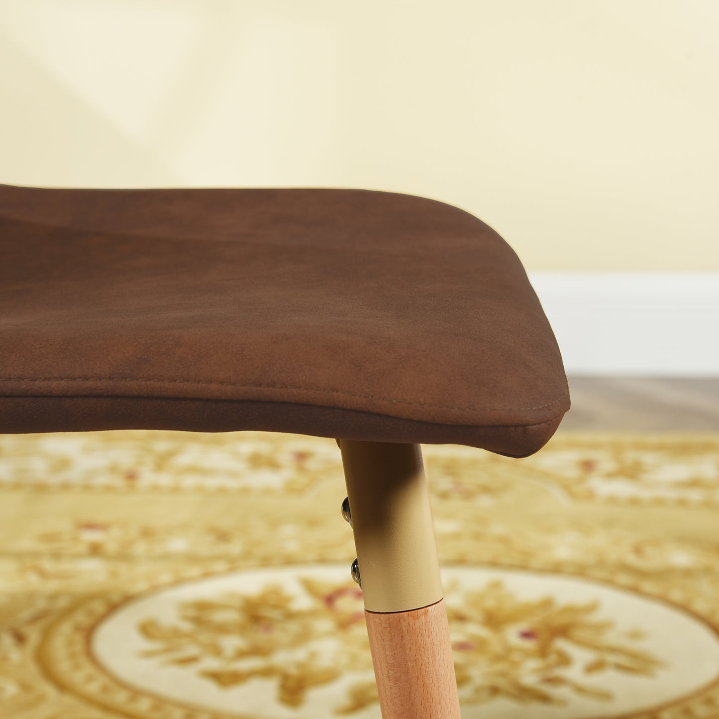 Lot de 4 Chaises de Salle à Manger Tissu Marron avec Pieds en Bois