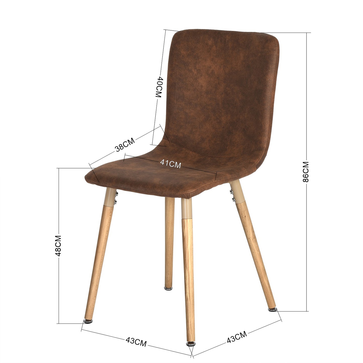 Lot de 4 Chaises de Salle à Manger Tissu Marron avec Pieds en Bois