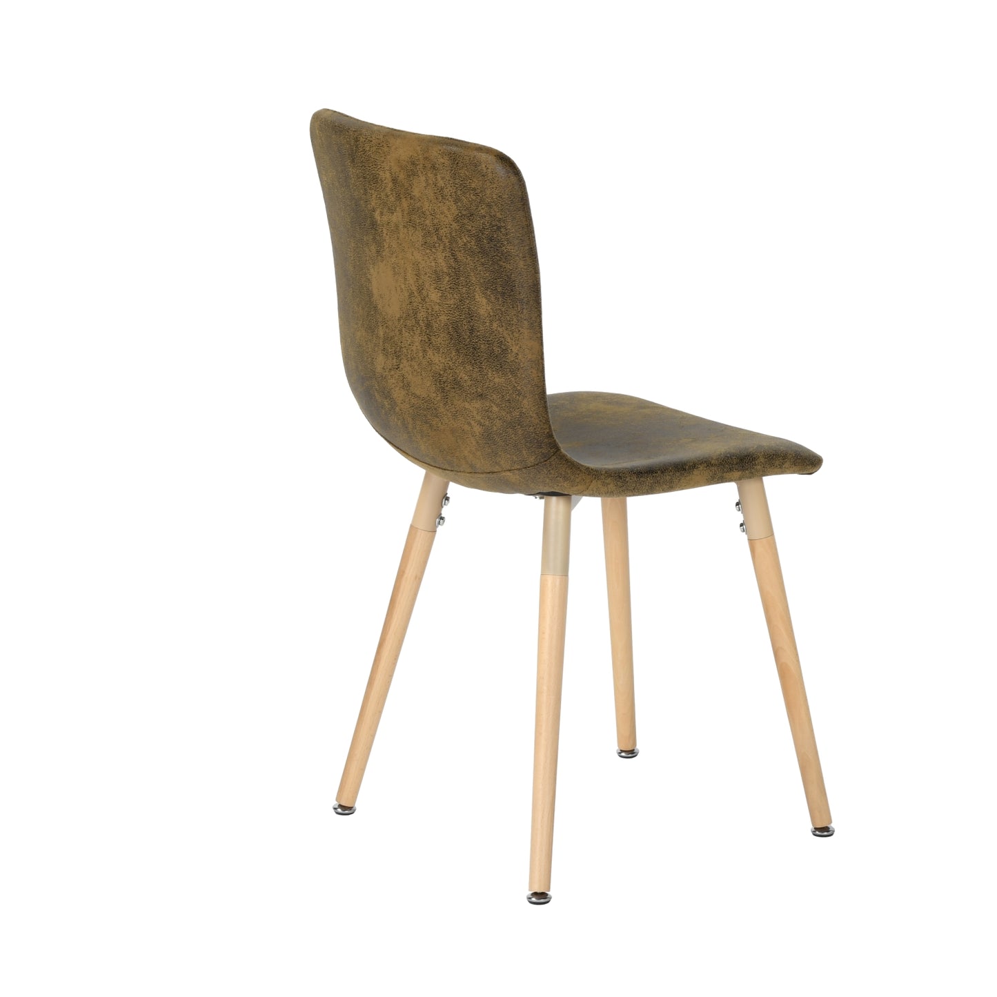 Lot de 2 Chaises de Salle à Manger Daim Marron avec Pieds en Bois