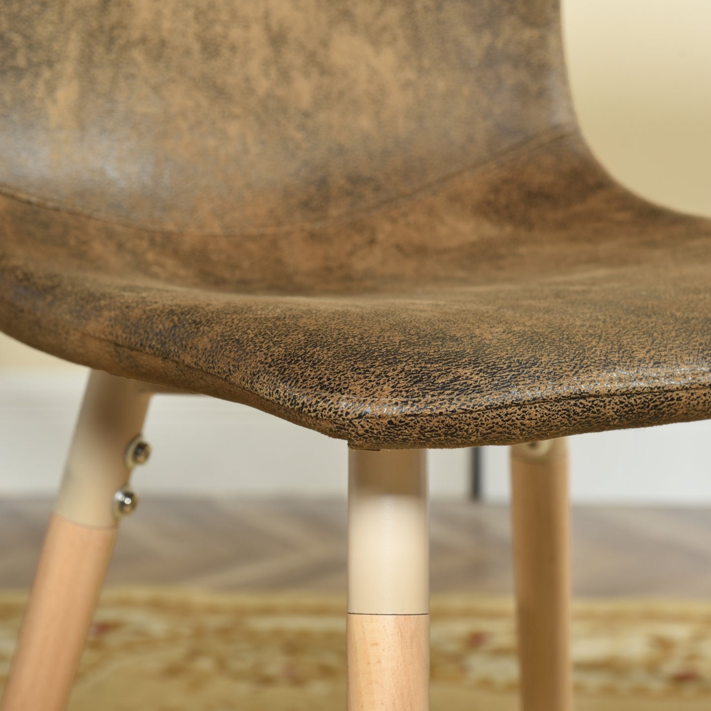 Lot de 2 Chaises de Salle à Manger Daim Marron avec Pieds en Bois