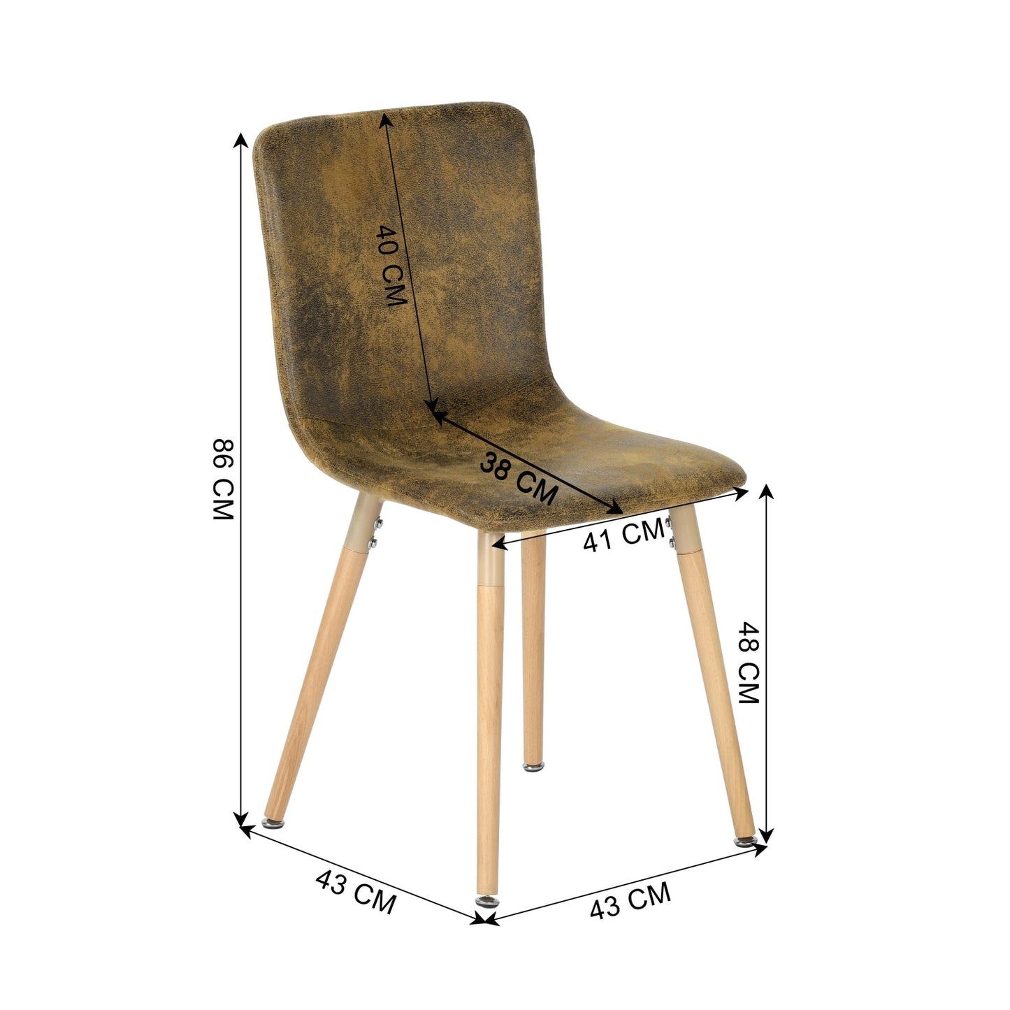 Lot de 4 Chaises de Salle à Manger Daim Marron avec Pieds en Bois