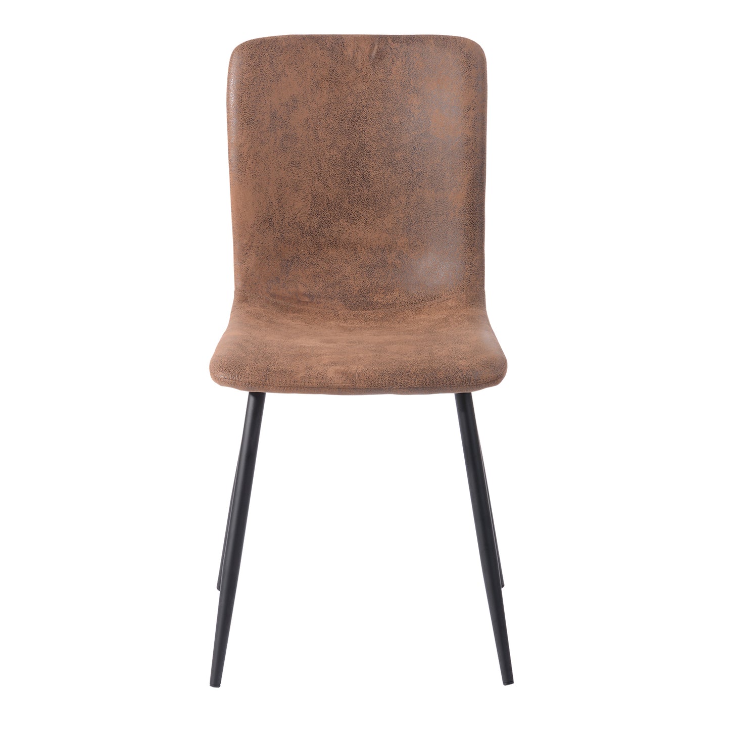 Lot de 2 Chaises de Salle à Manger en Suède avec Pieds en Métal - Marron
