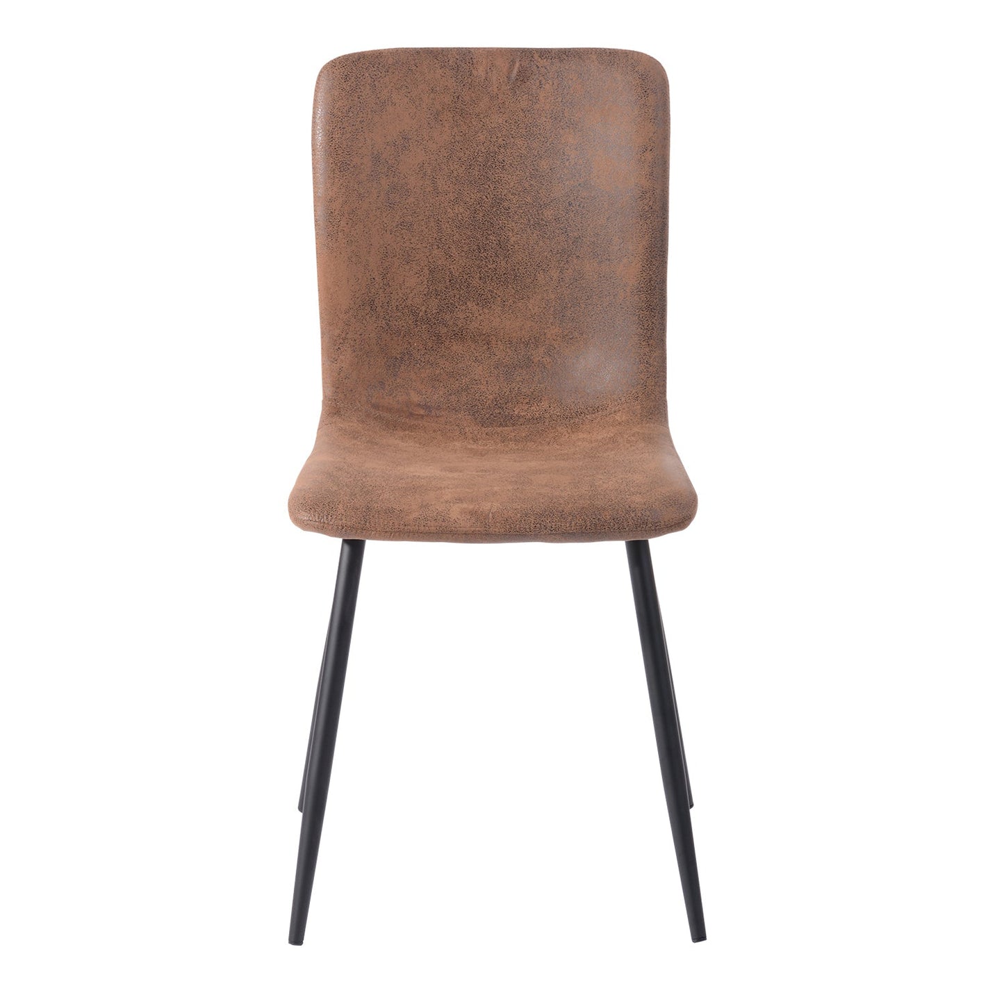 Lot de 4 Chaises de Salle à Manger en Suède avec Pieds en Métal - Marron